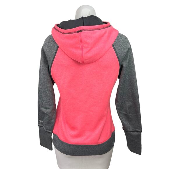 Champion Duo Dry Pink Gray Long Sleeve Pockets Color block Hooded Sweatshirt XS - Picture 2 of 4